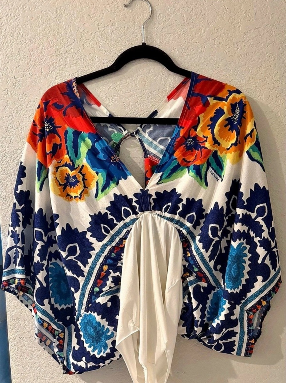 FARM Rio "Antuerpia" Blue Floral Print Bodysuit - Size M